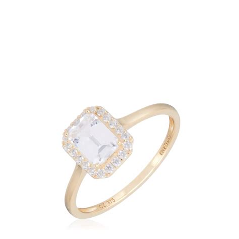 Outlet Diamonique Ct Tw Emerald Cut Halo Ring Ct Gold Qvc Uk