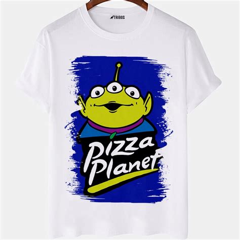 Camiseta Masculina Toy Story Pizza Planet Logo Arte Camisa Blusa Branca