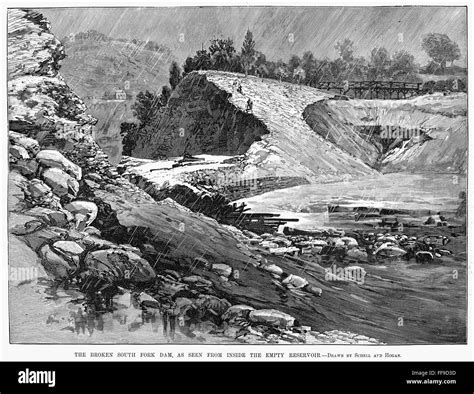 Johnstown Flood 1889 Nel Roto South Fork Dam Como Visto Desde El