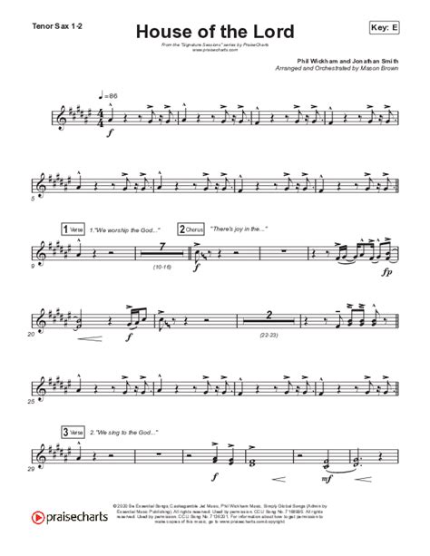 House Of The Lord Worship Choir SAB Tenor Sax Sheet Music PDF