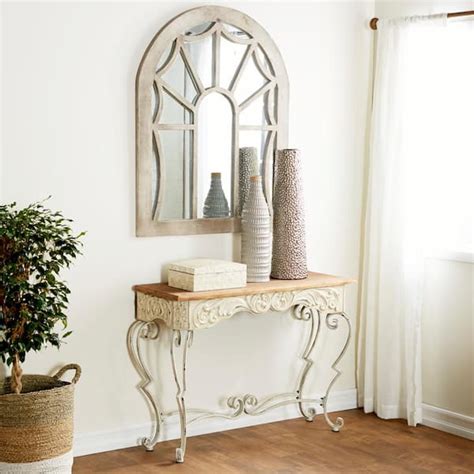 Litton Lane In White Extra Large Rectangle Metal Scroll Console