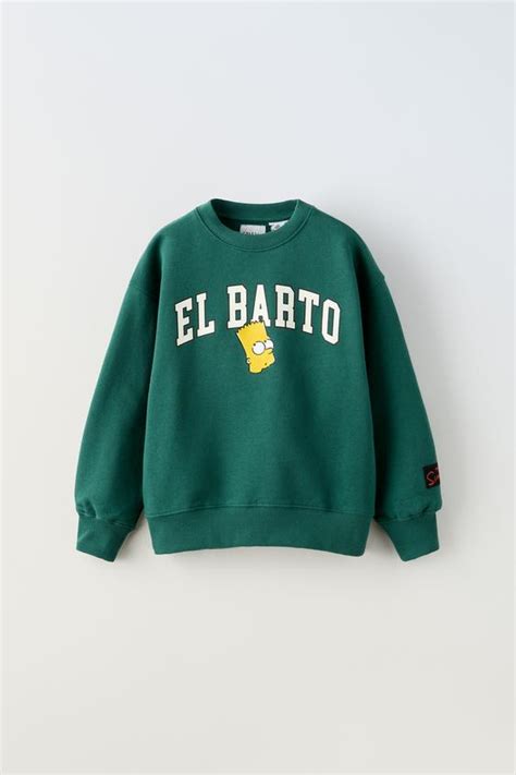 Flocked Bart The Simpsons ™ Matt Groening Sweatshirt Green Zara India