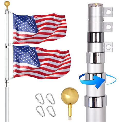 Flag Pole For Outside In Ground Ft Heavy Duty Telescopic Flagpole