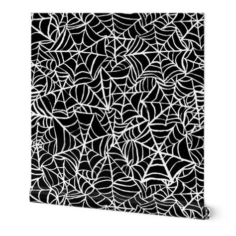 Spiderwebs Jumbo Scale Black And Wallpaper Spoonflower