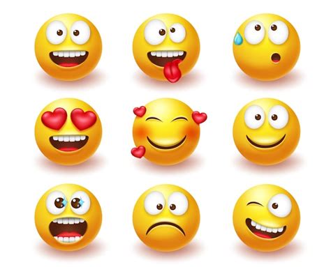 Emoji Emoticon Vektorset Emojis D Charaktere Mit Ausdr Cken Und