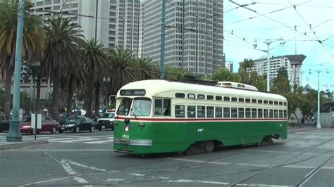 Colorfull Classic Pcc Streetcars In San Francisco Youtube