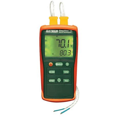 Extech Ea Dual Input Type K Thermometer With Easyview