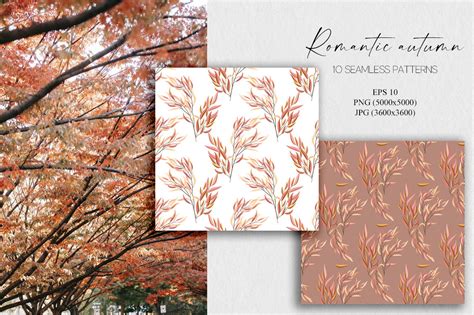 Romantic Autumn Patterns By Vasmila Design Thehungryjpeg