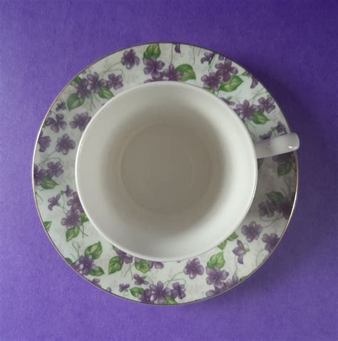 Vintage Violets Demitasse Cup And Saucer Mismatched Pieces Zeller Crest