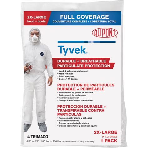 Tyvek Disposable Suit By Dupont With Elastic Wrists Ankles And Hood XL