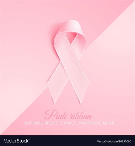 Realistic 3d Pink Silk Ribbon Breast Cancer Vector Image