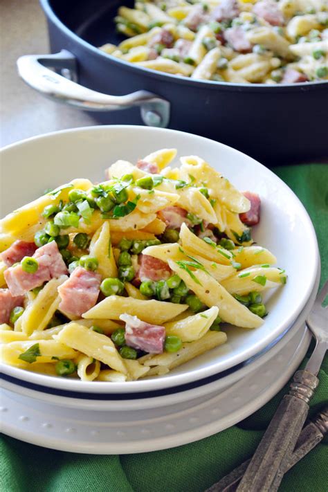 One Pot Creamy Ham Pea Pasta Food Fanatic