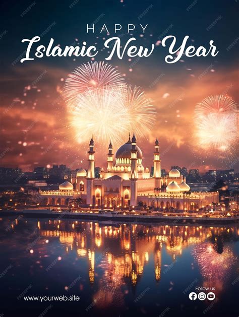 Premium Psd Happy Islamic New Year Poster 1 Muharram 1445 Hijriyah