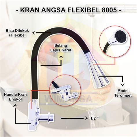 Jual WMS STAR CLASSIC KRAN ANGSA FLEXIBEL KARET TEROMPET ENGKOL HITAM