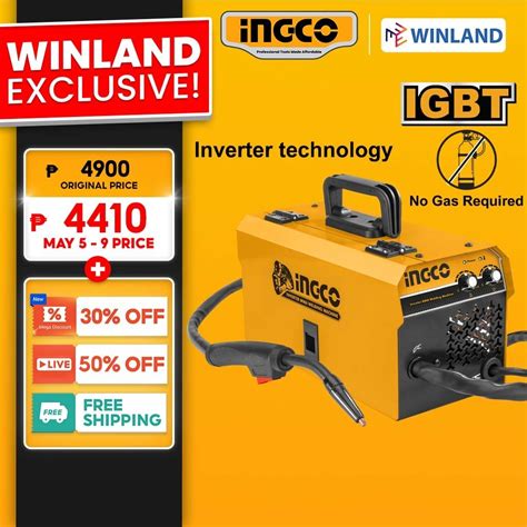 Ingco By Winland MIGWELD Gasless MIG Inverter Welding Machine Flux Wire