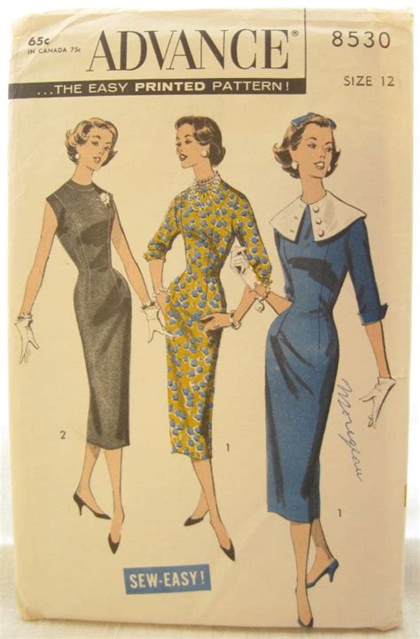 Advance 8530 1960s Wiggle Dress Easy Sew Sheath Dress Vintage Etsy