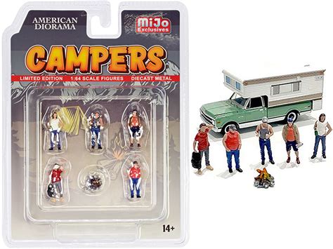 Campers 6 Piece Diecast Set 5 Figurines And 1 Accessory For 164