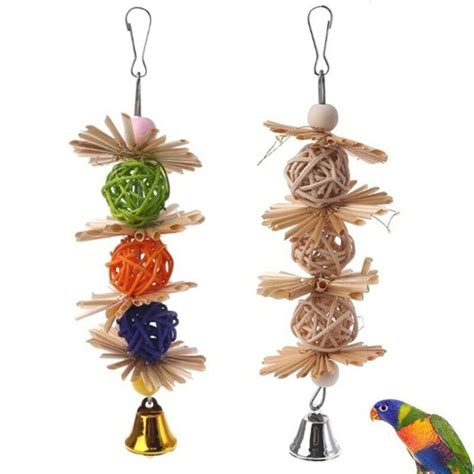 Natural Loofah Parrot Swing Toy 2428cm Chew And Scratch Bite For Birds