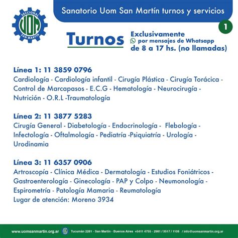 Líneas De Contacto Atención Médica Uom San Martín