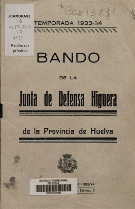 Bando De La Junta De Defensa Higuera De La Provincia De Huelva