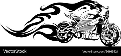 Draw In Black And White Motorcycle Racing Vector Image