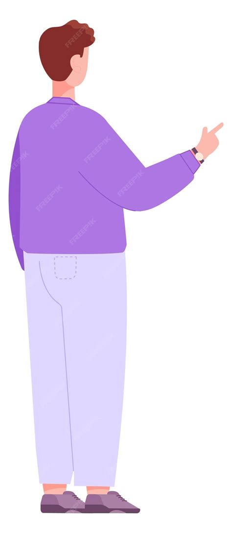 Premium Vector Man Pointing Finger Rear View Male Character Showing