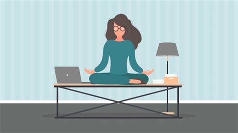 Premium Vector Meditation Woman At Work Business Working Design Concept