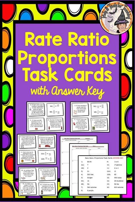 Fabulous Rate Ratio Proportions Word Problems Task Cards With Answer