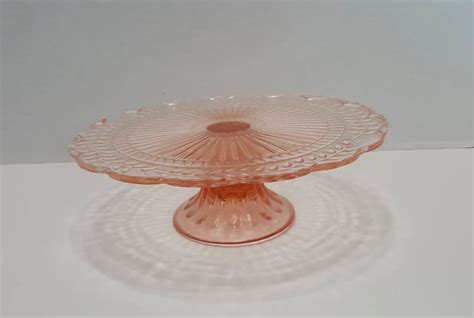 Vintage Pink Glass Cake Pedestal Inch Cake Stand Etsy Inch Cake