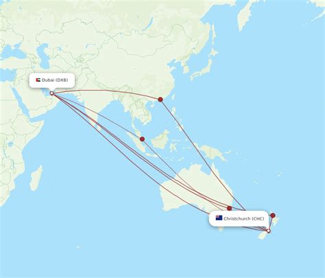 All Flight Routes From Dubai To Christchurch Dxb To Chc Flight Routes