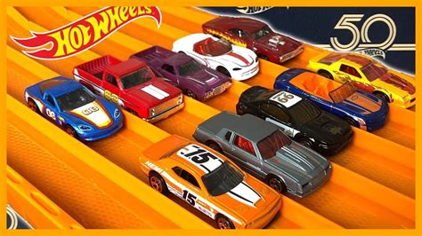 Hot Wheels 50th Anniversary Decades 10 Car Set Race And Review Youtube