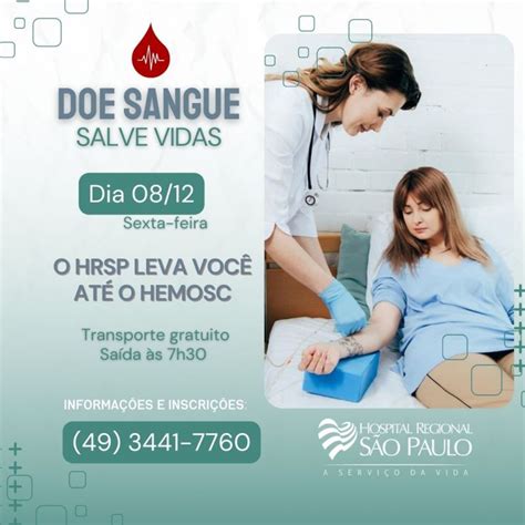 Hrsp Promove Nova Campanha De Doação De Sangue Com Transporte Gratuito