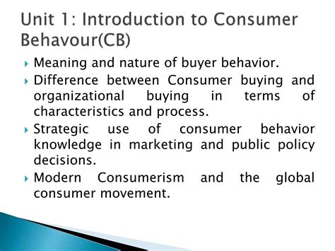 Consumer Behavior Unit One Pptx