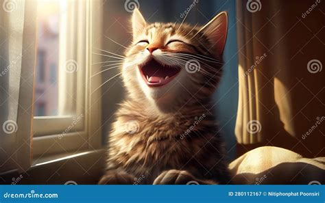 Laughing Cat, Surprised Face, Wow Expression Cat Funny Face with Open ...