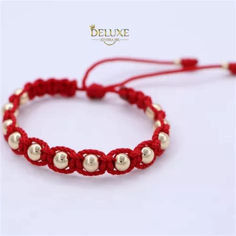 Brazalete En Macram Rojo En Oro Laminado K Cuotas Sin Inter S