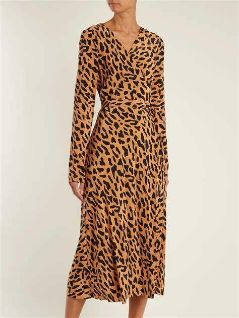 Lyst Diane Von Furstenberg Leopard Print Silk Wrap Dress