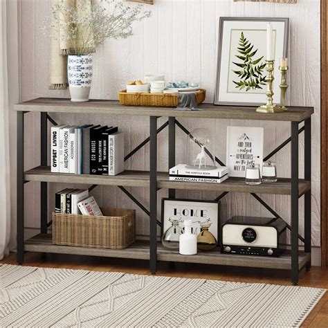 Bon Augure Rustic Console Sofa Table Industrial Long Hallway Entryway