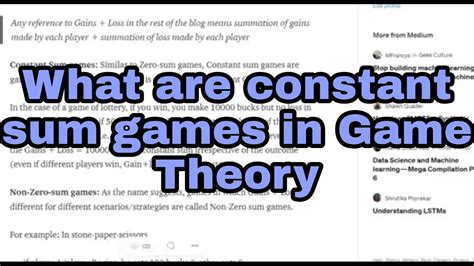 What Are Constant Sum Games In Game Theory Youtube