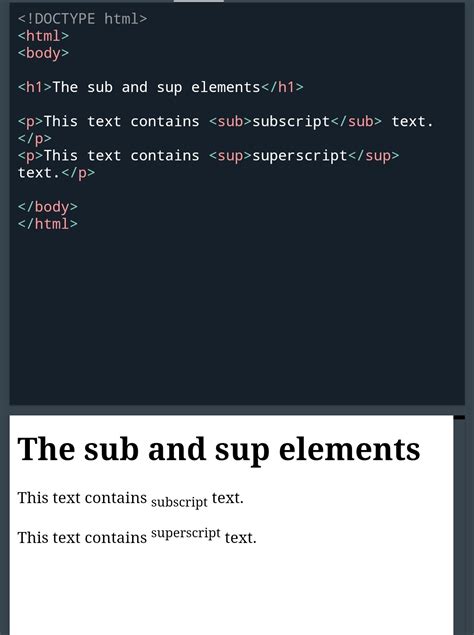 Subscript And Superscript Tags Example