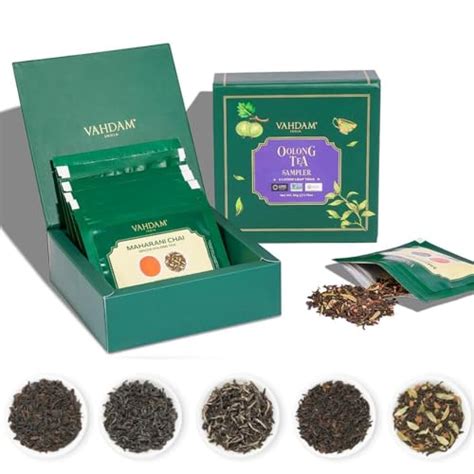 VAHDAM Coffret cadeau d échantillons de thé Oolong assortis 5 saveurs