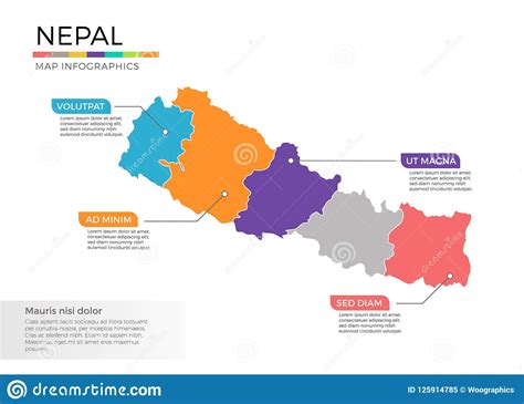 Nepal Map Infographics Vector Template With Regions And Pointer Marks