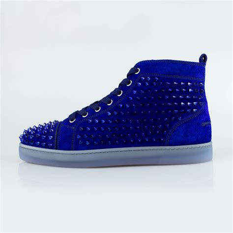 Christian Louboutin Blue Suede Louis Colombe Spike Sneakers Us 6