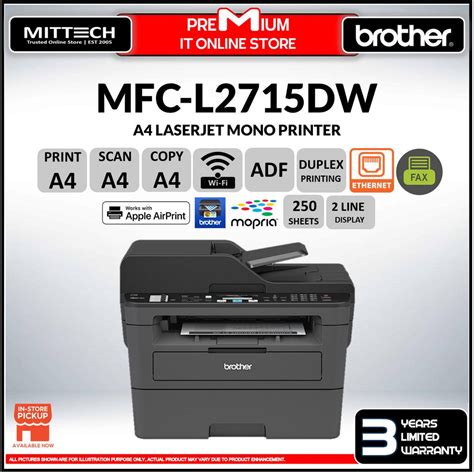 Brother MFC L2715DW All In One Wireless Mono Laser Printer Auto 2