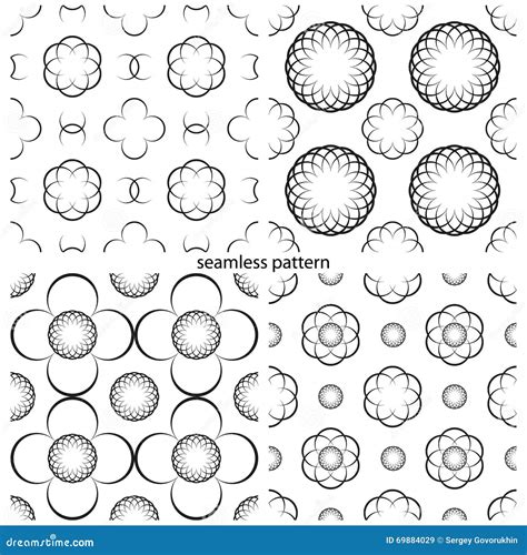 Set Abstract Circular Symmetric Seamless Patterns. Stock Vector - Illustration of moon ...