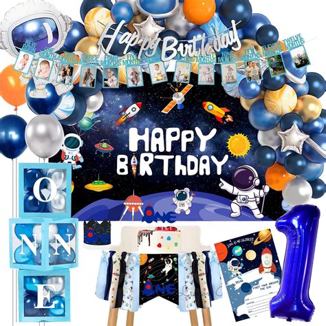 Amazon PYCALOW Space First Birthday Decorations Outer Space 1st