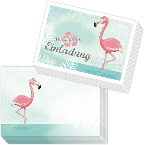 Emufarm 10 EINLADUNGEN Zum Kindergeburtstag Flamingo Inklusive 10