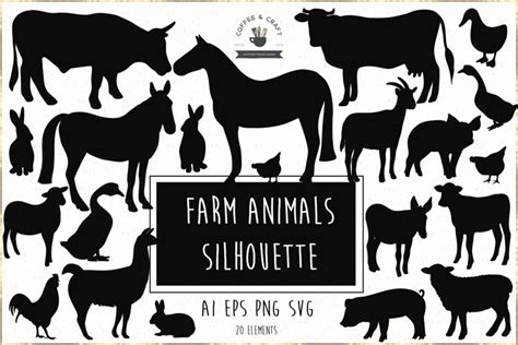 Farm animals silhouette