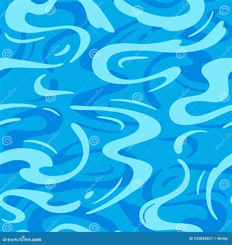 Azure Cartoon Water Surface Seamless Pattern Vector Sea Ripple Stock