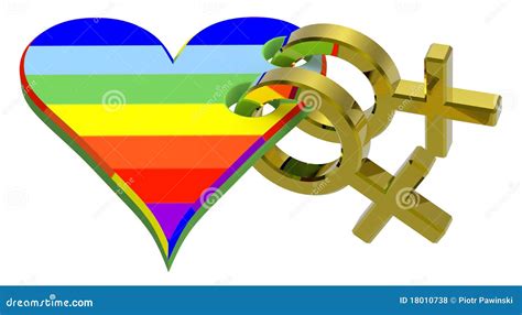 Gold Sex Symbol Linked With Rainbow Heart Stock Illustration Illustration Of Genetics