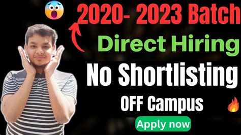 Biggest Hiring Direct Test Latest Off Campus Job Drive 2023 Batch 2020 2021 2022